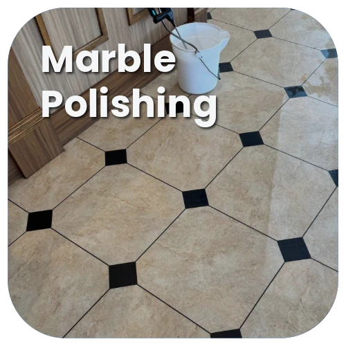Marble floor polishing service by iClean 24/7 in property interior