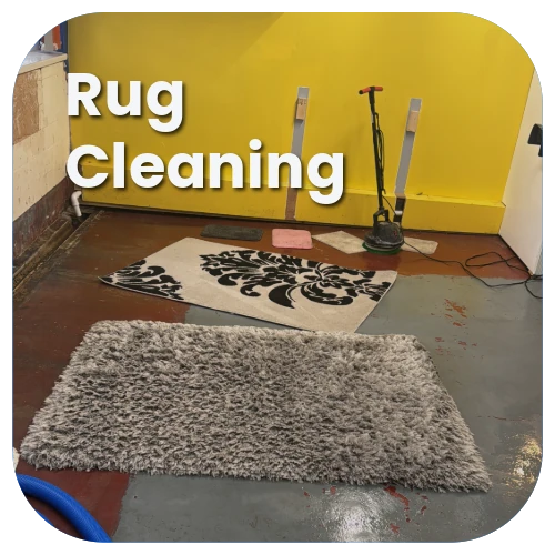 Rug cleaning service by iClean 24/7 in workshop area